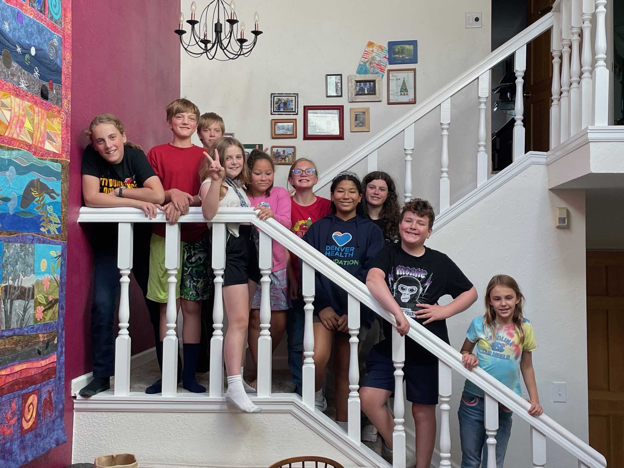 Children on the stairs.